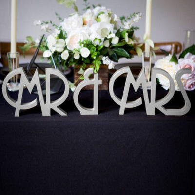 

Mr & Mrs LOVEWhite Wooden Letters Wedding Home Party Table Sign Decors A
