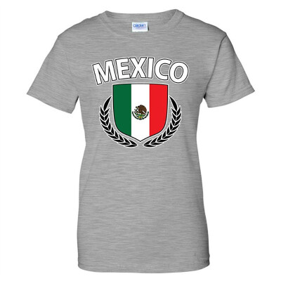 

Mexico Flag Creat Olive Wreath Laurel Mexican Pride Womens T-Shirt