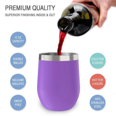 

Xmas Gift Egg Cocktail Tumbler Wine Cup Stainless Steel Metal Goblet Mug WithLid