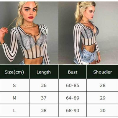 

Women Hollow Mesh Net T-Shirt Long Sleeve Tee Tops Transparent Blouse Clubwear