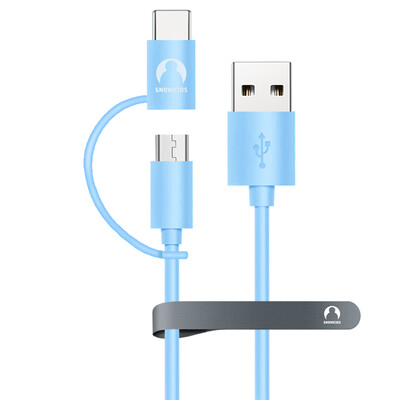 

Snowkids Micro USB / Type-C комбо проса телефон / зарядный кабель 1,2 м подходящую музыку, как синий / Meizu / Huawei / Samsung