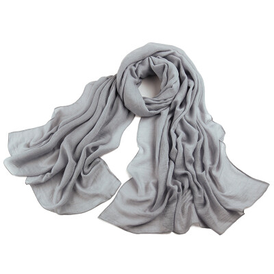 

Antarctic Nanjiren solid color scarf female Korean version of cotton&linen scarves shawl dual-use neck gray