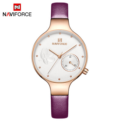 

NAVIFORCE NF5001 Women Fashion Quartz Brand Watch Lady Leather Watchband High Quality Casual Waterproof Wristwatch Gift for Wife G