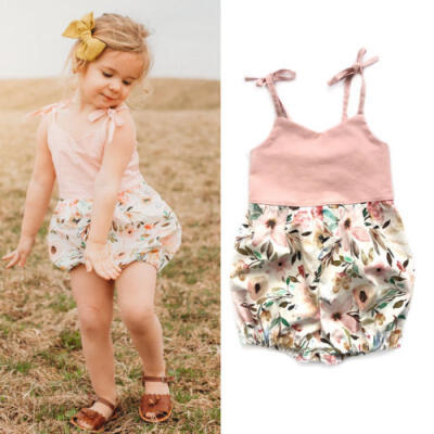 

Summer Newborn Baby Girl Flower Romper Jumpsuit Bodysuit Clothes Outfit 0-24M