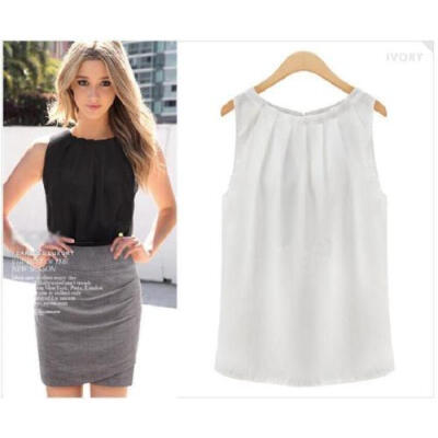 

Women Ladies Summer Chiffon Sleeveless Casual Shirt Tops Vest Blouse T-Shirt