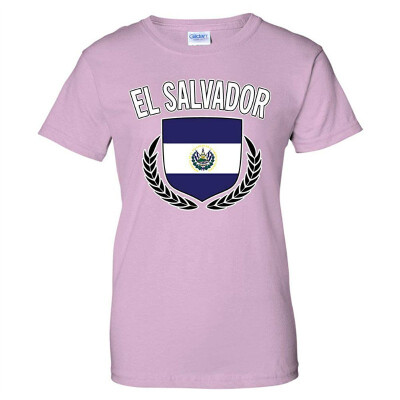 

El Salvador Flag Crest Olive Wreath Laurel Womens T-Shirt