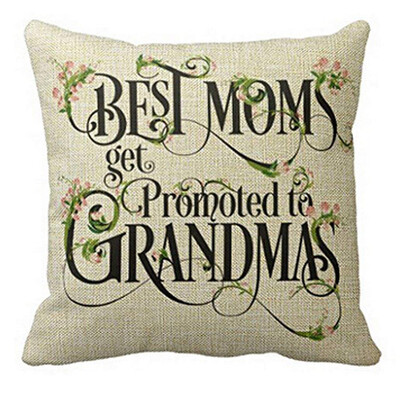 

UpperX Best Mothers Day Gifts Best Moms Get Promoted To Grandmas Blessing Flower Characters Linen Throw Pillow Case Cushion