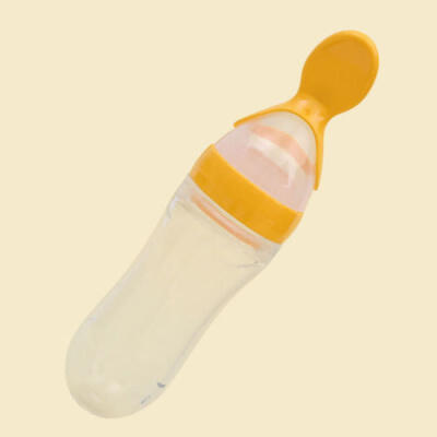 

Baby Silicone Squeeze Feeding Bottle With Spoon Food Rice Cereal Feeder 90ML