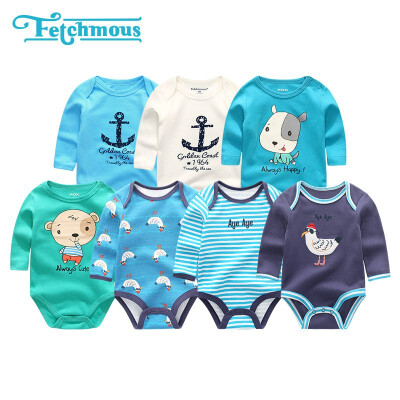 

7PCSLot Unicorn Full Sleeve Newborn Baby Girls Clothes Rompers Babywear Bodysuists One Pieces Baby Boys Clothes Cotton O-Neck
