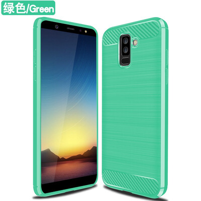 

Fivice Samsung A6 PLUS case Brushed carbon fiber silicone anti-fall soft shell phone case