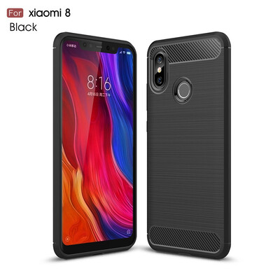 

Fivice Xiaomi Mi 8 case Luxury brushed carbon fiber TPU soft shell