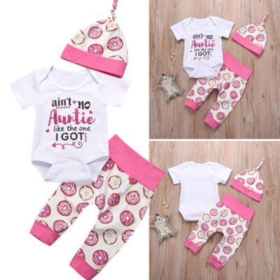 

3pcs Newborn Kids Baby Girl Coming Home Clothes Romper Bodysuit Pants Outfit Set
