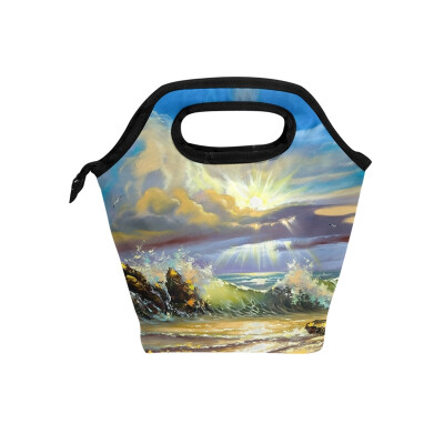 

Lunch Tote Bag Fantasy Ocean Travel Picnic Insulated Lunch Handbags Portable Zipper Lunch Bag Box