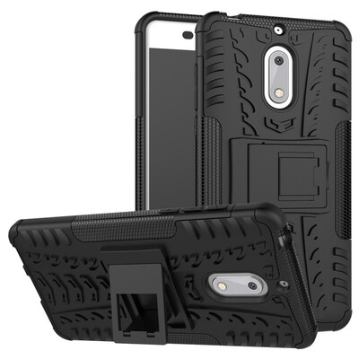 

Fivice Nokia 6 Case TPU anti-fall tire pattern back clip bracket phone case