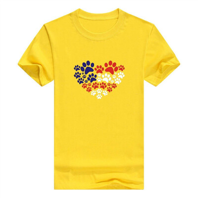 

Animal Lover Cat Dog PAW Prints Heart USA Flag Mens T-Shirt