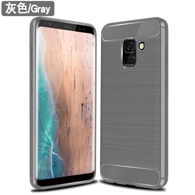 

Fivice Samsung Galaxy A8 plus 2018 case Brushed carbon fiber silicone anti-fall soft shell phone case