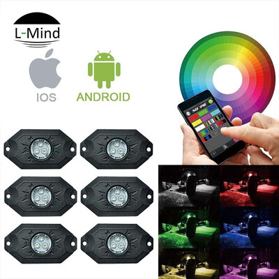 

6PCS Autos Pickup Multi-Color RGB LED Bluetooth Music Rock Lamp Boat Light Rock