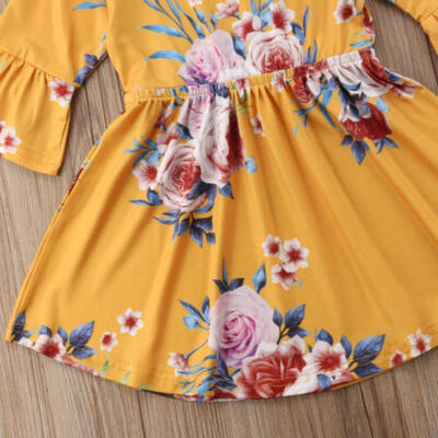 

Princess Kids Baby Girl Dress Floral Party Dress Casual Solid Wedding Dresses
