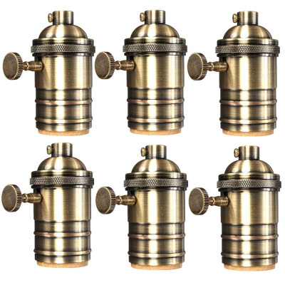 

6PCS E26 E27 Industrial Rustic Antique Retro Home Light Socket Vintage Edison Pendant Lamp Base Metal Holder With Knob Switch