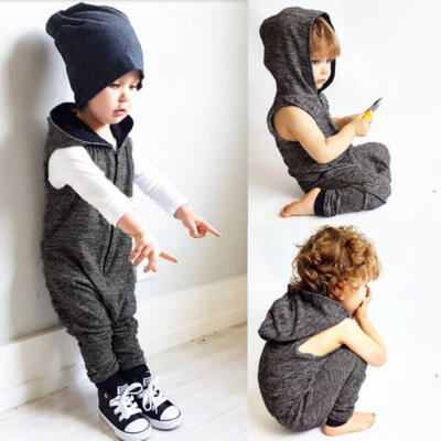 

Kids Baby Boys Girls Infant Hooded Long Romper Jumpsuit Bodysuit Clothes Outfits