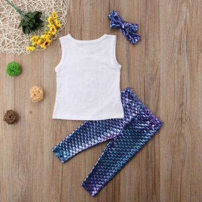 

US Sell Newborn Baby Girls Infant Shell T-shirt TopsScales Pants 3Pc Outfit Set