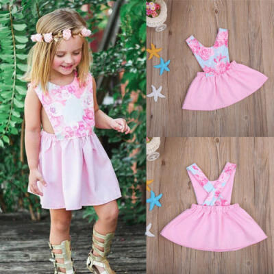 

AU Stock Summer Toddler Baby Girl Skater Dress Kid Floral Princess Party Dresses