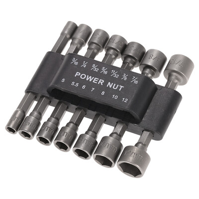 

14pcs Pneumatic Strong Power Nut Driver Drill Bit Set 14" Hex Shank SAE Metric Socket Wrench Screw One-piece Without Magnetic