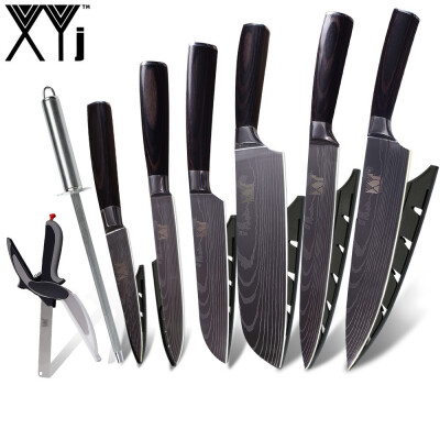 

XYj Brand Kitchen Knives Stainless Steel Knife Set 7Cr17 Stainless Steel High Carbon Knife Sharpener Scissor