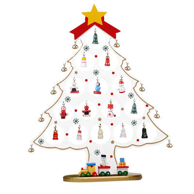 

UpperX Xmas tree snowman Christmas bell table ornament tree Decor shop window decorative ornament wooden white L