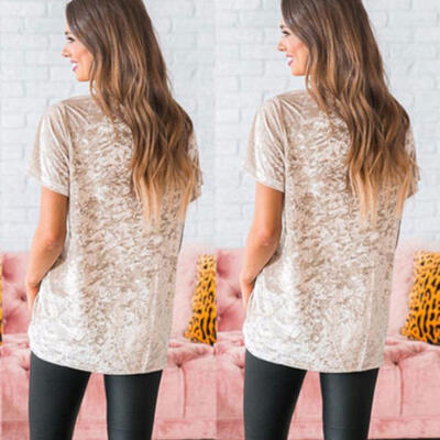 

Womens Short Sleeve Tops Summer Beach Ladies Casual Loose Blouse Top T Shirt