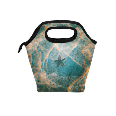 

Lunch Bag Starfish Tote Travel Picnic Insulated Handbags Portable Zipper Lunch Bag Box
