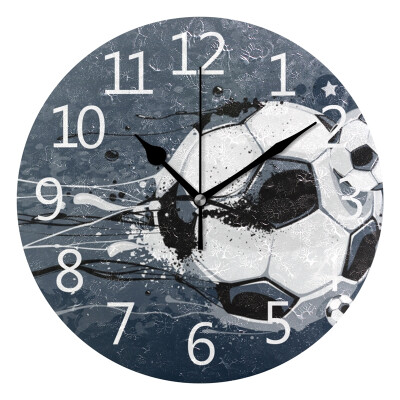 

Wall Clock Flying Football Round Wall Clock Arabic Numerals Design