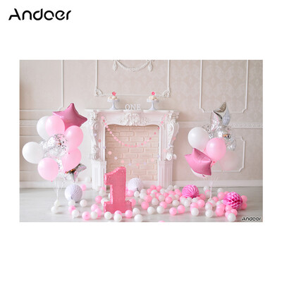 

Andoer 21 15m7 5ft First Birthday Backdrop Eiffel Tower Cake Balloon Photography Background Children Baby Girl Kids Photo S