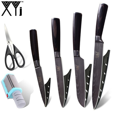 

XYj Quality Stainless Steel Blade 4 Piece Kitchen Knife&Electric Knife Sharpener Scissor