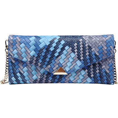 

Crocodile CROCODILE European and American women wallet braided pattern leather wallet long wallet 12671053-08 blue