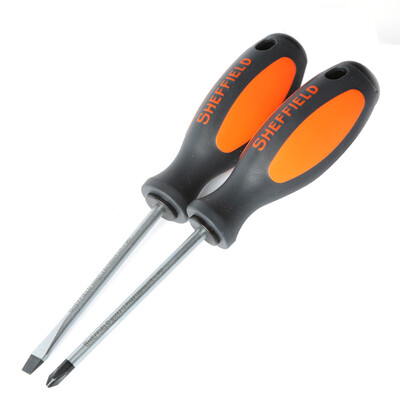 

Steel Shield SHEFFIELD S056001 2pcs set of multi-function screwdriver set with a strong magnetic field molybdenum steel screwdriver cross-shaped two-color handle screwdriver screwdriver combination