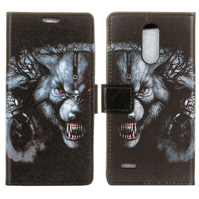 

MOONCASE LG K11 Plus Painted Leather Case - Black Wolf