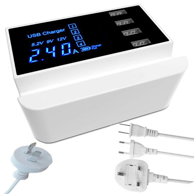 

4 Port USB Charger with Smart IC Technology LCD Desktop Charger with Cell Phone Stand Function