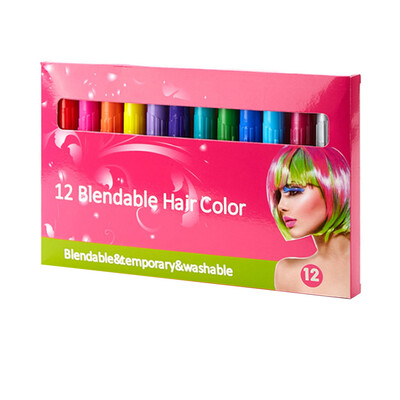 

12 Hair Chalk Set Blendable Temporary Hair Chalks Hair Dye Colors Non-Toxic Washable Hair Chalk for Party Cosplay