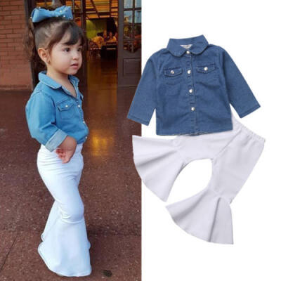 

Newborn Toddler Kid Baby Girl T-shirt Tops Flared Pant 2pcs Set Outfits Clothes