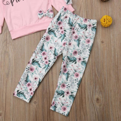 

UK Infant Newborn Baby Girls Floral Long Sleeve T-shirt Top Pants Clothes Outfit