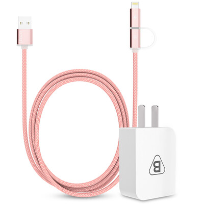 

BIAZE 5V / 2A зарядное устройство + Lightning / Micro кабель для передачи данных комбо сотовый телефон зарядный кабель K2 розового золота поддержки Apple, Эндрюс Samsung просо Huawei M2 + K2