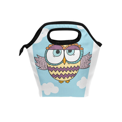 

Lunch Bag Flying Owl Tote Travel Picnic Insulated Handbags Portable Zipper Lunch Bag Box