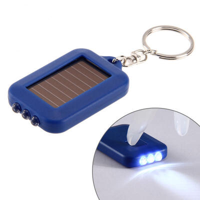 

Mini Solar Power Rechargeable 3LED Flashlight Keychain Light Lamp Torch Gift h