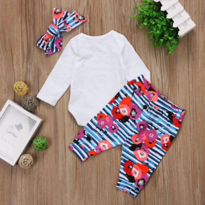 

3PCS Newborn Baby Girls Princess Top Romper Long Pants Hat Outfits Clothes 0-24M