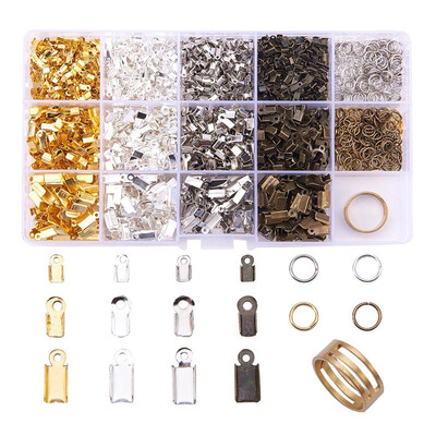 

PH PANDAHALL 1 Box Mixed Color Cord Ends Kits And Jump Rings Kits For Jewellery Making