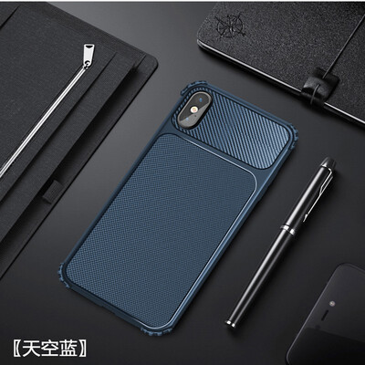 

For iphone XS MAX XR Phone Case Plain Anti-knock Carbon Fiber Soft TPU Matte Business FItted Case