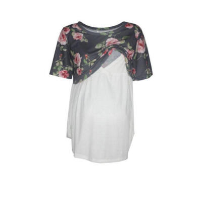 

Women Maternity Breastfeeding Tops Floral Pregnancy Nursing Splice Loose T-shirt
