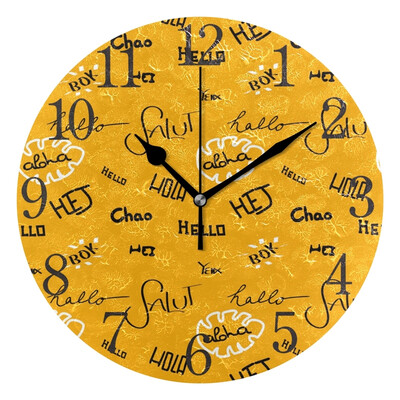 

Wall Clock Arabic Numerals Design Orang Background Language Round