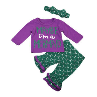 

Newborn Baby Kids Girls Mermaid Clothes T-shirt Top Costume Pants Outfits Set UK